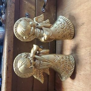 Vintage Mid Century Christmas Angel Set Gold DD